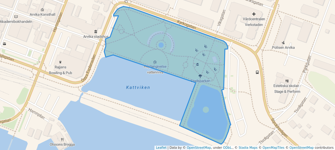 walking in Stadsparken map in Arvika