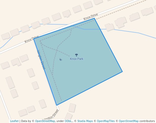 walking in Knox Park map in Moncton