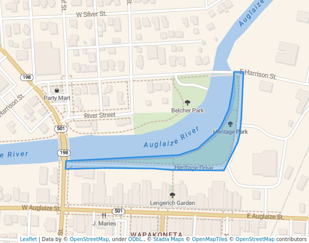 walking in Heritage Park map in Wapakoneta