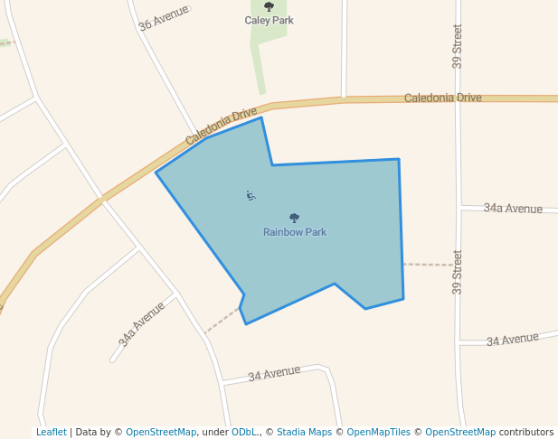 walking in Rainbow Park map in Leduc