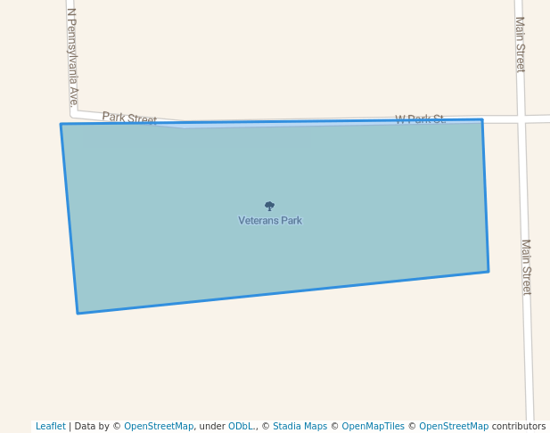 walking in Veterans Park map in Minier