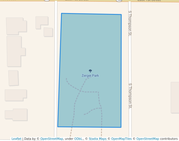 walking in Zerger Park map in Pratt