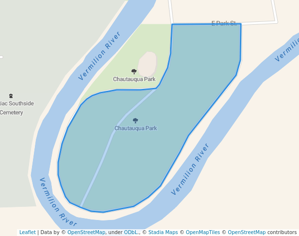 walking in Chautauqua Park map in Pontiac