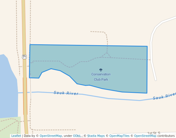 walking in Conservation Club Park map in Sauk Centre