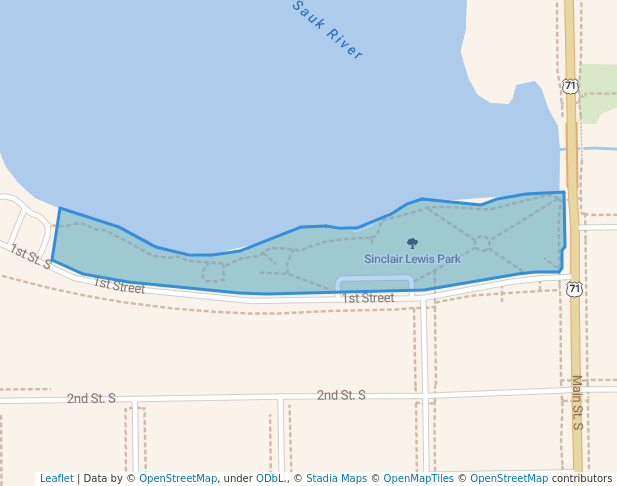 walking in Sinclair Lewis Park map in Sauk Centre