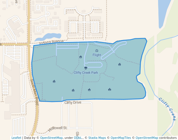walking in Clifty Creek Park map in Columbus