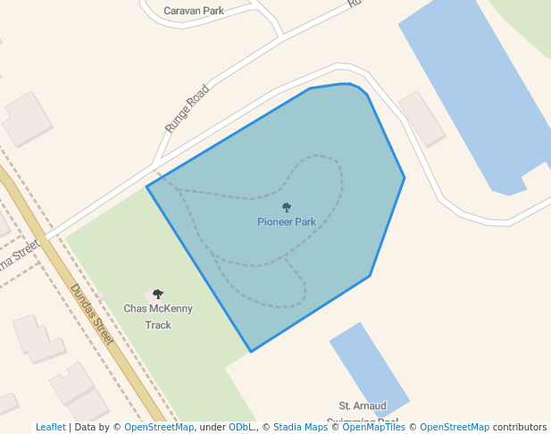 walking in Pioneer Park map in Saint Arnaud