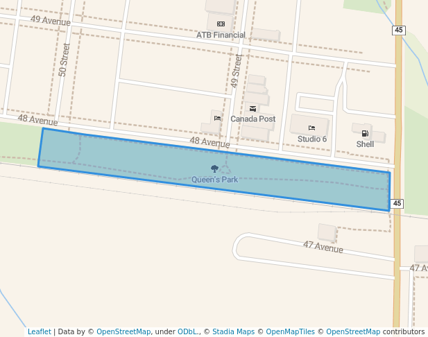 walking in Queen's Park map in Bruderheim