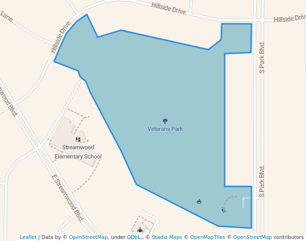 walking in Veterans Park map in Streamwood