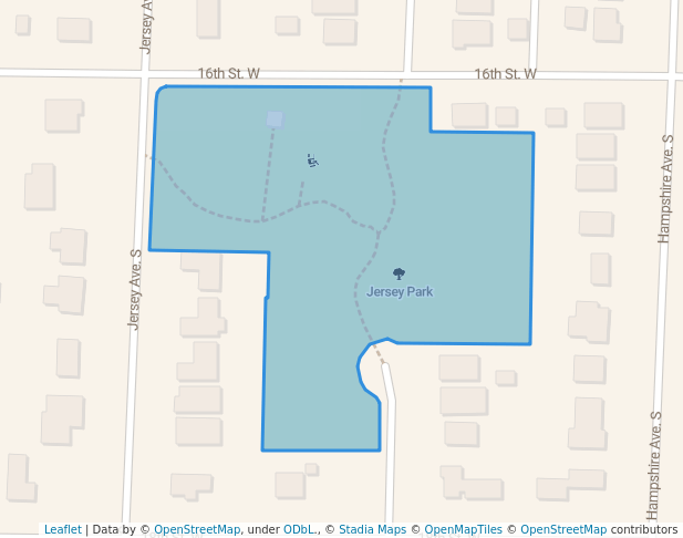 walking in Jersey Park map in St. Louis Park