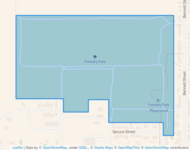 walking in Forestry Park map in Bottineau