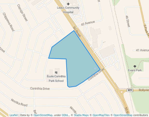 walking in Corinthia Park map in Leduc