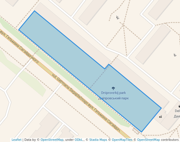 walking in Дніпровський парк map in Cherkasy