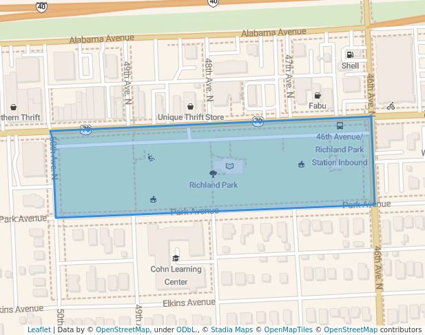 walking in Richland Park map in Nashville