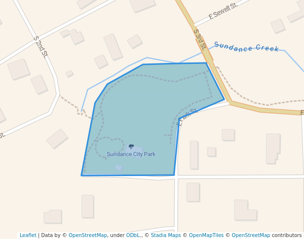 walking in Sundance City Park map in Sundance