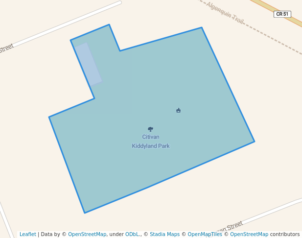 walking in Citivan Kiddyland Park map in Petawawa