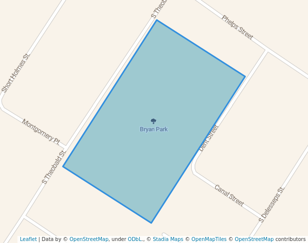 walking in Bryan Park map in Greenville