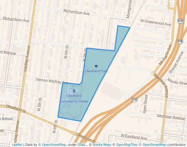 walking in Cleveland Park map in Nashville