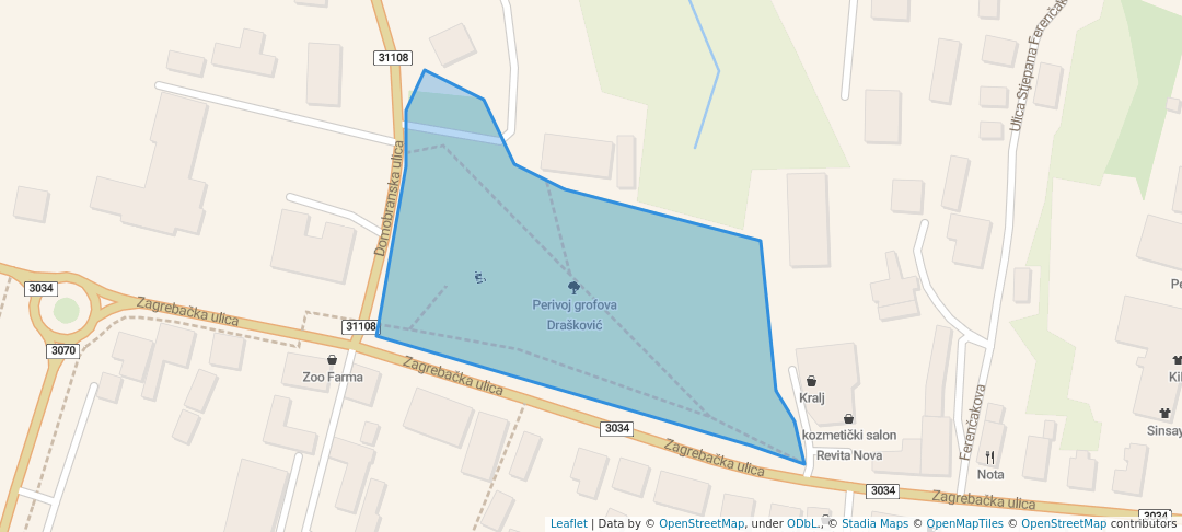 walking in perivoj grofa Drašković map in Dugo Selo