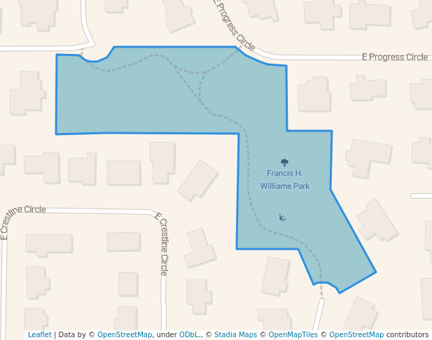 walking in Francis H. Williams Park map in Greenwood Village