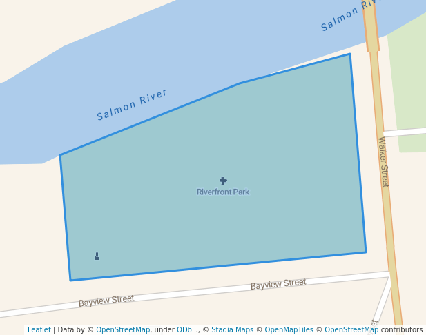 walking in Riverfront Park map in Truro