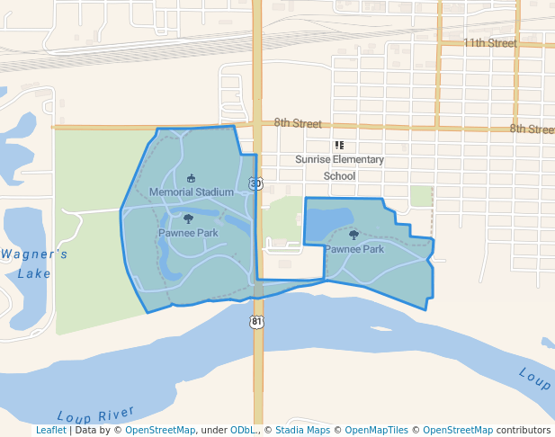 walking in Pawnee Park map in Columbus