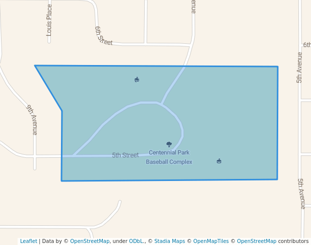 walking in Centennial Park Baseball Complex map in Columbus