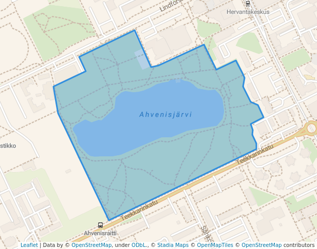 walking in Ahvenispuisto map in Tampere