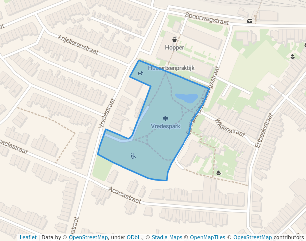 walking in Vredespark map in Hasselt