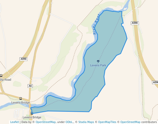 walking in Levens Park map in Sedgwick