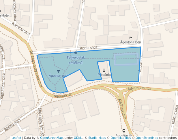 walking in Ágoston park map in Pécs