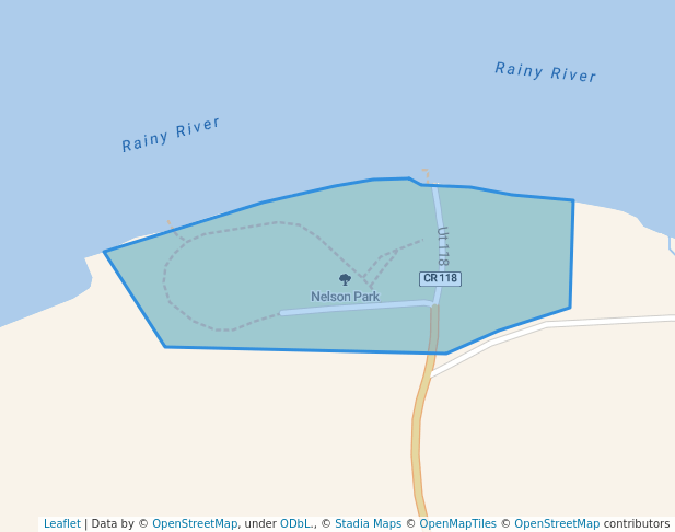 walking in Nelson Park map in Baudette