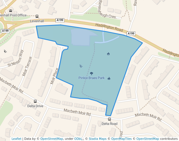 walking in Pinkie Braes Park map in Musselburgh