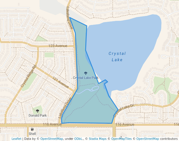 walking in Crystal Lake Park map in Grande Prairie