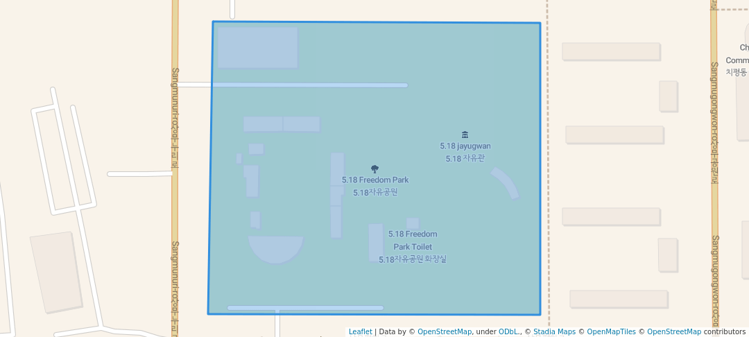 walking in 5.18 Freedom Park map in Gwangju