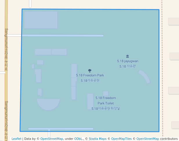 walking in 5.18 Freedom Park map in Gwangju