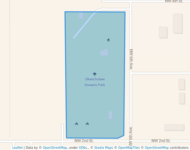 walking in Okeechobee Kiwanis Park map in Okeechobee