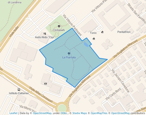 walking in La Piantata map in Modena