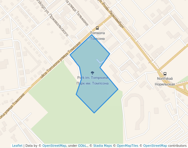 walking in Парк им. Томпсона map in Irkutsk