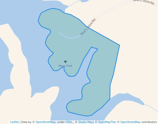 walking in Mayo Park map in Roxboro