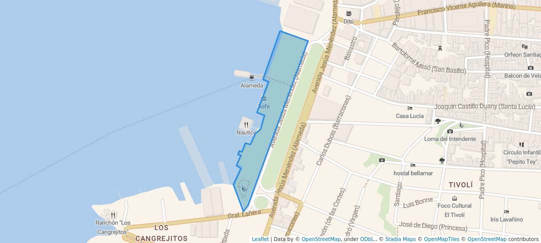 walking in Paseo de Alameda map in Santiago de Cuba
