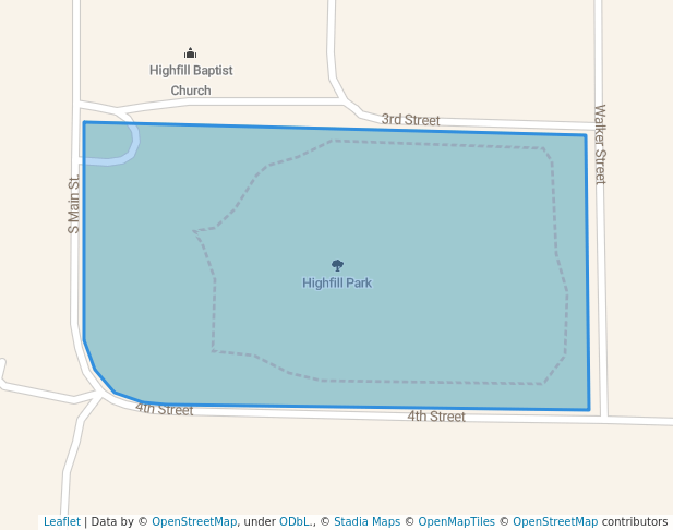walking in Highfill Park map in Siloam Springs