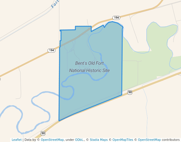 walking in Bent's Old Fort National Historic Site map in La Junta