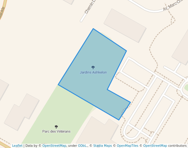 walking in Jardins Ashkelon map in Côte Saint-Luc
