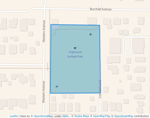 walking in Highwood Softball Park map in Highwood