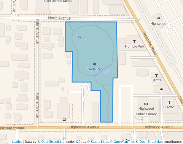 walking in Everts Park map in Highwood