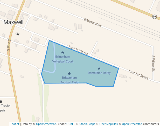 walking in Brittenham Park map in Maxwell