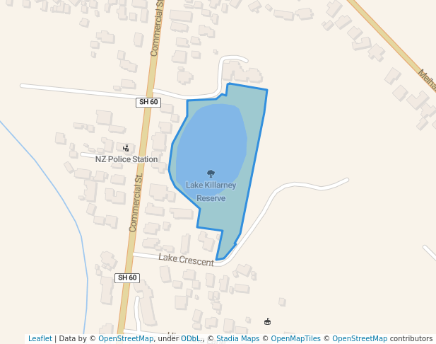 walking in Lake Killarney Reserve map in Tākaka