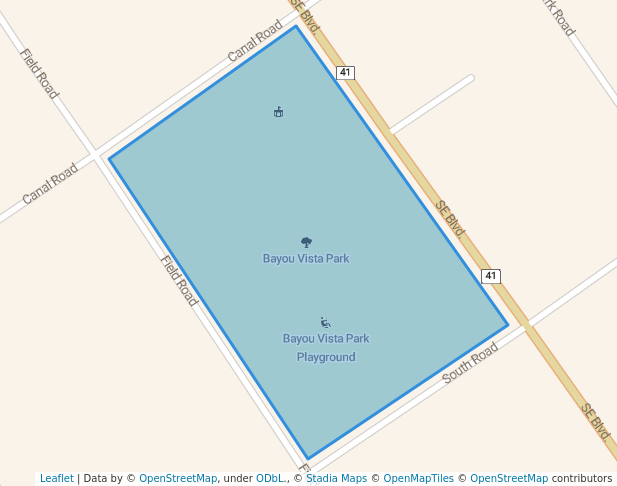 walking in Bayou Vista Park map in Morgan City