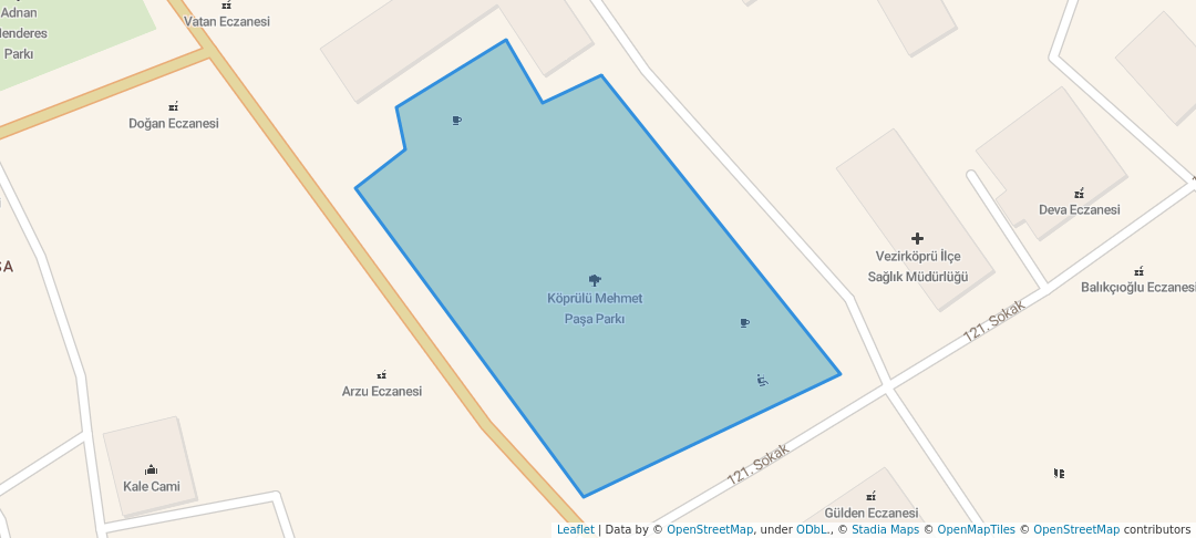 walking in Köprülü Mehmet Paşa Parkı map in Vezirköprü